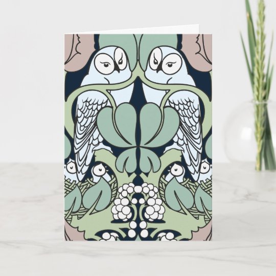 Art Nouveau Owl Nest Happy Anniversary Cards Zazzle Com