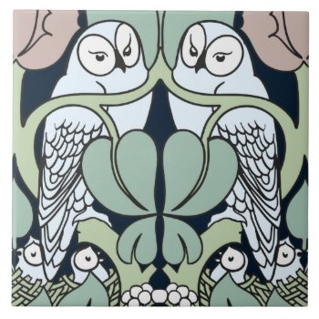 Art Nouveau Owl Nest Pattern Art Tile Or Trivet by Bramblewood at Zazzle