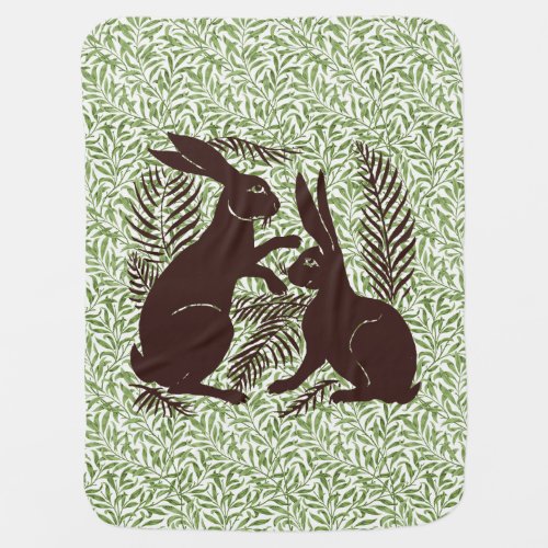 Art Nouveau Pair of Rabbits De Morgan and Morris Baby Blanket