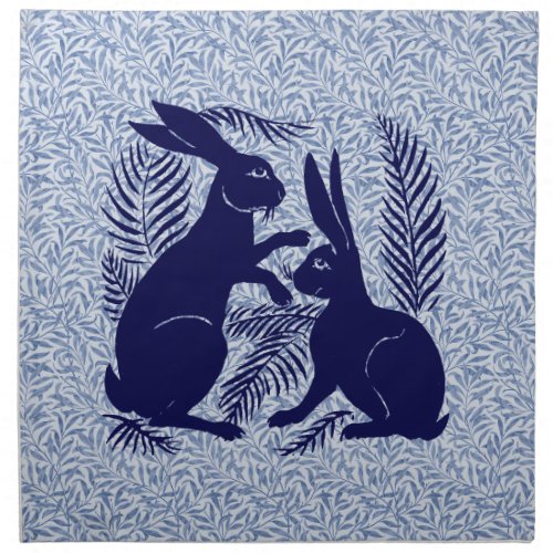 Art Nouveau Pair of Rabbits De Morgan and Morris Cloth Napkin