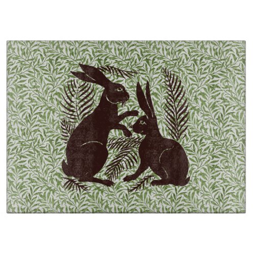 Art Nouveau Pair of Rabbits De Morgan and Morris Cutting Board
