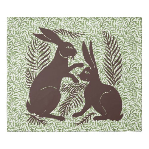 Art Nouveau Pair of Rabbits De Morgan and Morris Duvet Cover