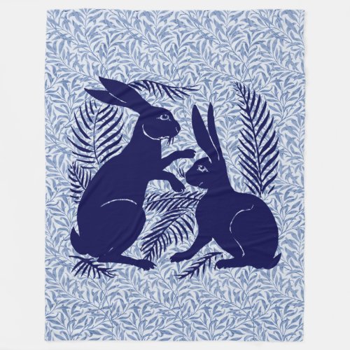 Art Nouveau Pair of Rabbits De Morgan and Morris Fleece Blanket