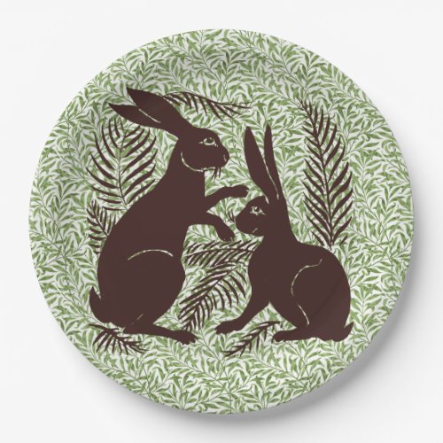Art Nouveau Pair of Rabbits De Morgan and Morris Paper Plates