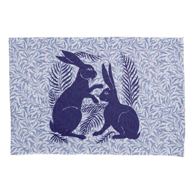 Art Nouveau Pair of Rabbits De Morgan and Morris Pillow Case (Front)