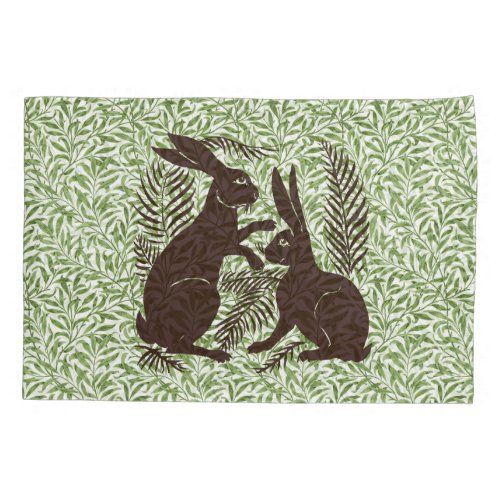 Art Nouveau Pair of Rabbits De Morgan and Morris Pillow Case