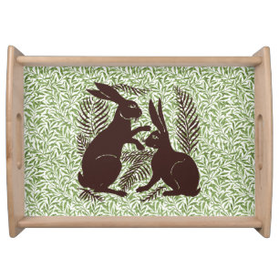 Art Nouveau Pair of Rabbits De Morgan and Morris Serving Tray
