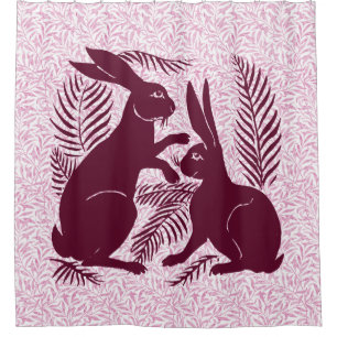 Art Nouveau Pair of Rabbits De Morgan and Morris Shower Curtain