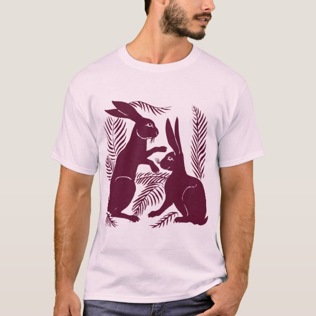 Art Nouveau Pair of Rabbits De Morgan and Morris T-Shirt (Front)
