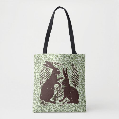 Art Nouveau Pair of Rabbits De Morgan and Morris Tote Bag