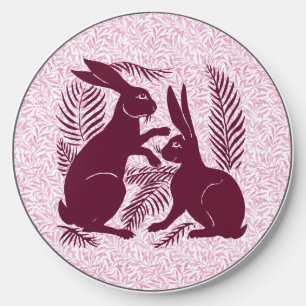 Art Nouveau Pair of Rabbits De Morgan and Morris Wireless Charger