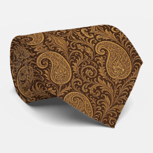 Art Nouveau Paisley Brown and Gold Neck Tie