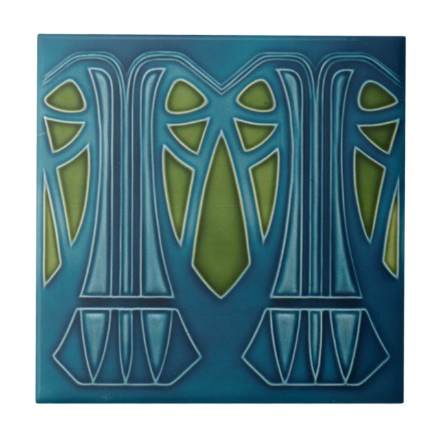 Art Nouveau - Palm Tree Ceramic Tile (Front)