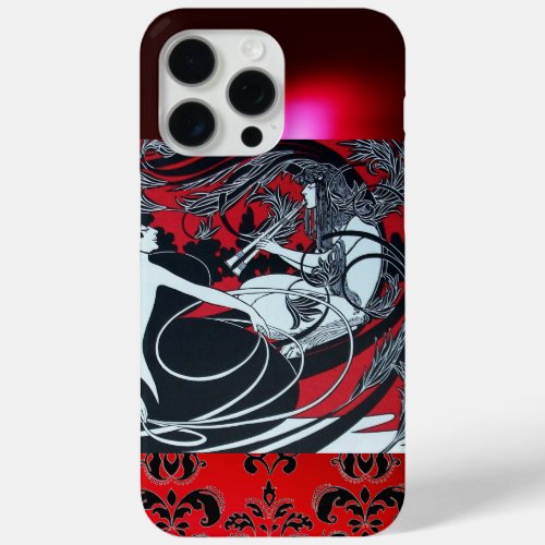 ART NOUVEAU PAN  RED BLACK WHITE DAMASK iPhone 15 PRO MAX CASE