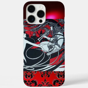 ART NOUVEAU PAN , RED BLACK WHITE DAMASK iPhone 16 PRO MAX CASE