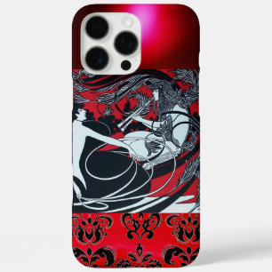 ART NOUVEAU PAN , RED BLACK WHITE DAMASK iPhone 16 PRO MAX CASE