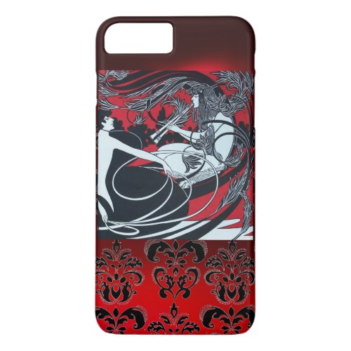 ART NOUVEAU PAN  RED BLACK WHITE DAMASK iPhone 8 PLUS7 PLUS CASE