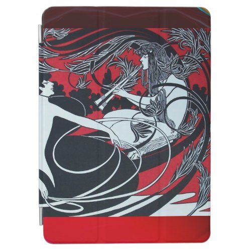 ART NOUVEAU PAN  RED BLACK WHITE DAMASK Ruby iPad Air Cover