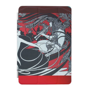 ART NOUVEAU PAN , RED BLACK WHITE DAMASK ,Ruby iPad Mini Cover