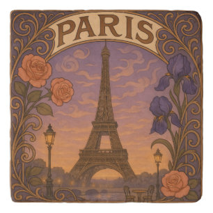 Art Nouveau Paris Eifel Tower Floral Trivet