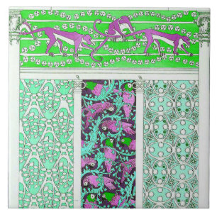 Art nouveau parrot monkey jungle tropical design ceramic tile