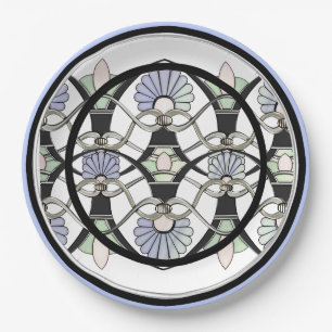 Art Nouveau Pastel Shells, Lilies & Black Arches Paper Plates