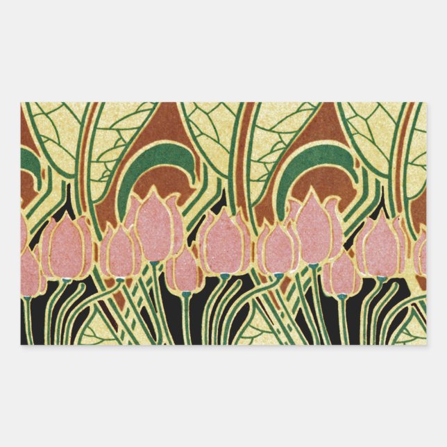 Art Nouveau pattern #1 Rectangular Sticker (Front)