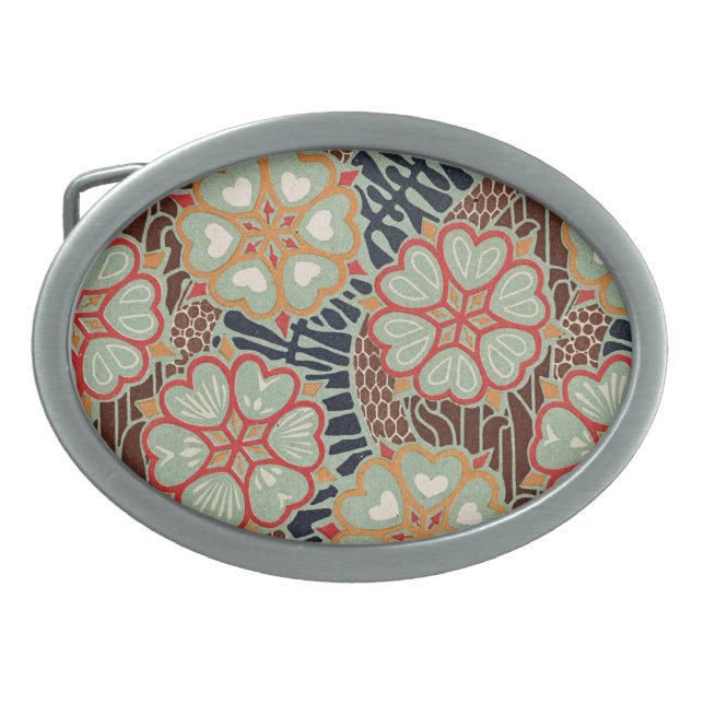 Art Nouveau Pattern #2 at Emporio Moffa Oval Belt Buckle (Front)