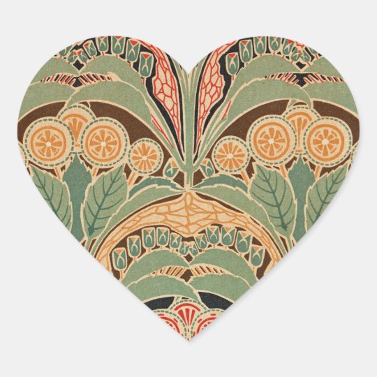 Art Nouveau Pattern #3 at Emporio Moffa Heart Sticker