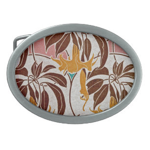 Art Nouveau Pattern #5 at Emporio Moffa Oval Belt Buckle