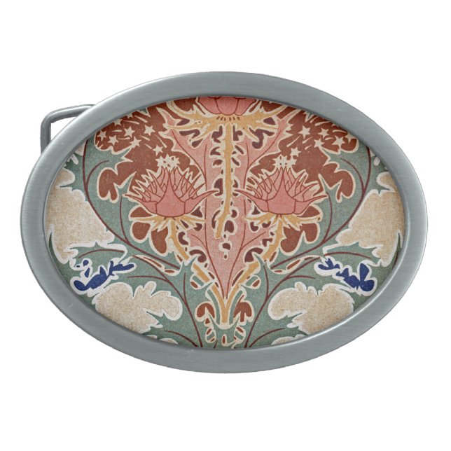 Art Nouveau Pattern #6 at Emporio Moffa Oval Belt Buckle (Front)