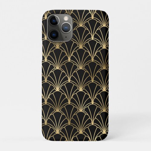 Art Nouveau Pattern Gold on Black  iPhone 11 Pro Case