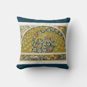 Art nouveau peacock animals grapevines verneuil throw pillow