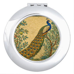 Art Nouveau Peacock Botanical Illustration Compact Mirror