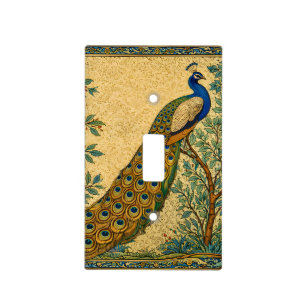 Art Nouveau Peacock Botanical Illustration Light Switch Cover
