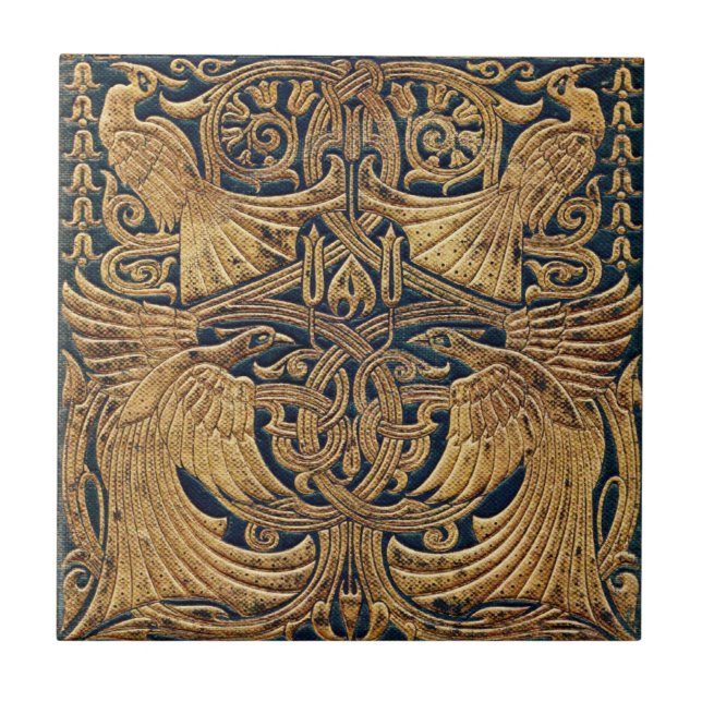 Art Nouveau Peacock Ceramic Tile (Front)