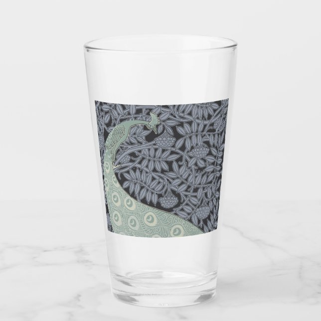 Art Nouveau Peacock Classic Vintage Bird Glass (Front)