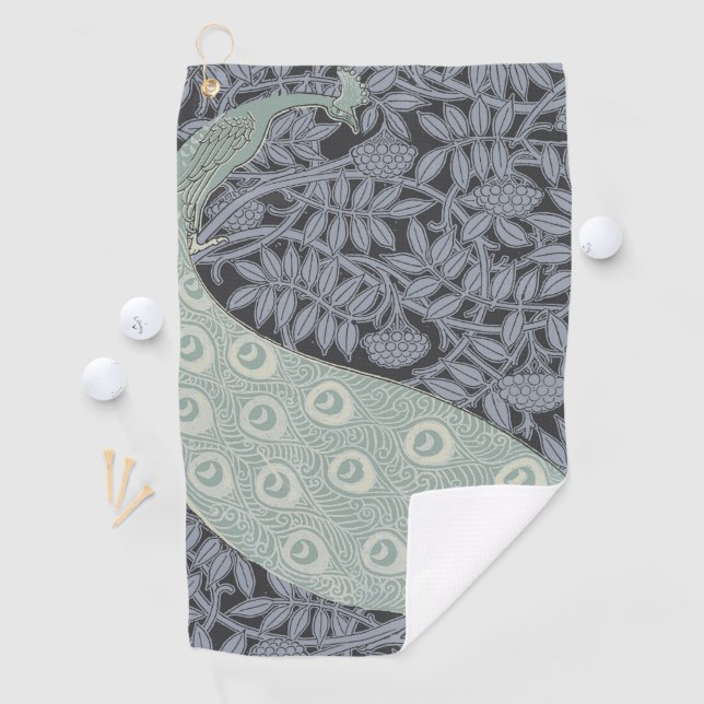 Art Nouveau Peacock Classic Vintage Bird Golf Towel (InSitu)