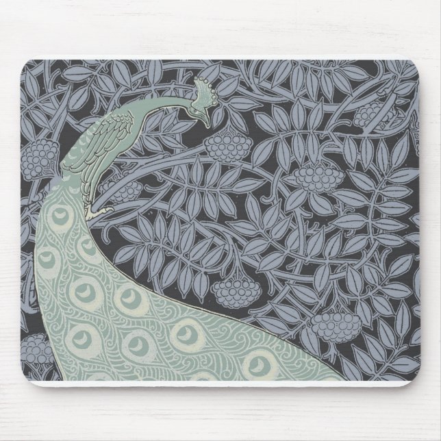 Art Nouveau Peacock Classic Vintage Bird Mouse Pad (Front)