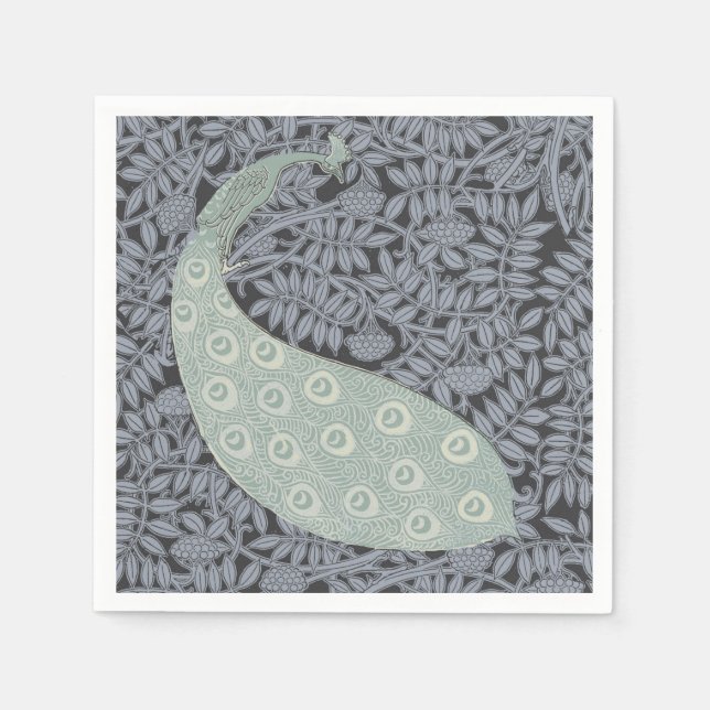 Art Nouveau Peacock Classic Vintage Bird Napkins (Front)