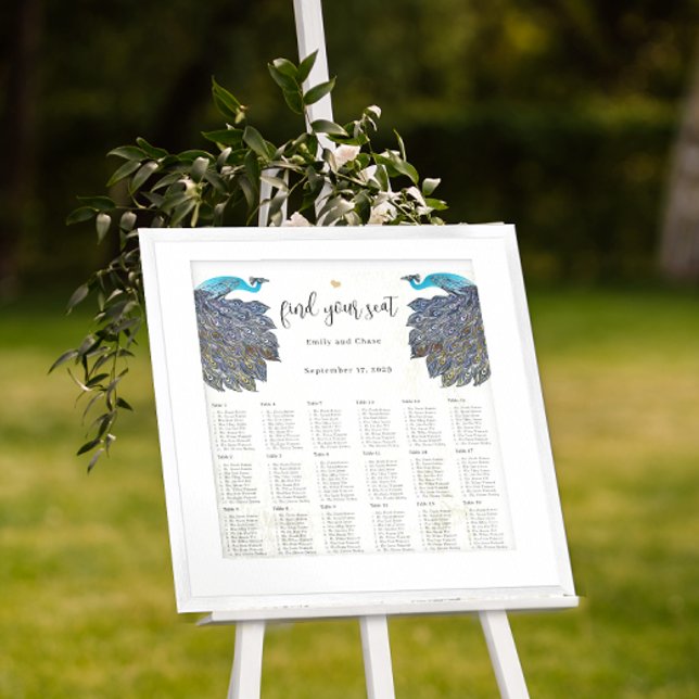 Art Nouveau Peacock Colors Reception Seating Chart (Creator Uploaded)