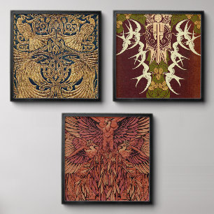 Art Nouveau Peacock Firebird Swallows Peel And Stick Photo Tile