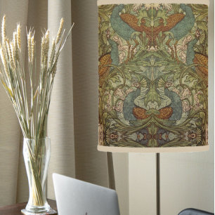 Art nouveau peacock floral jacquard tapestry  lamp shade