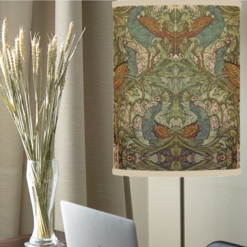 Art nouveau peacock floral jacquard tapestry  lamp shade