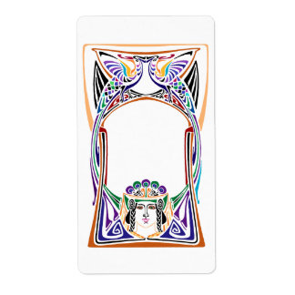 Art nouveau peacock lady label