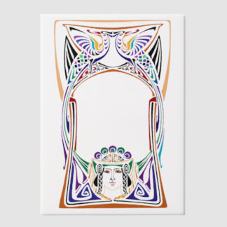 Art Nouveau Peacock lady Vellum Invitations