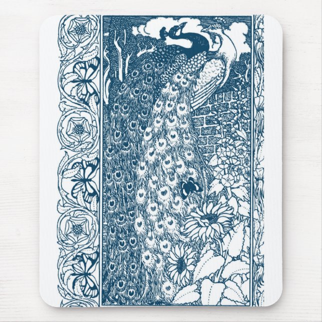 Art Nouveau Peacock Mouse Pad (Front)