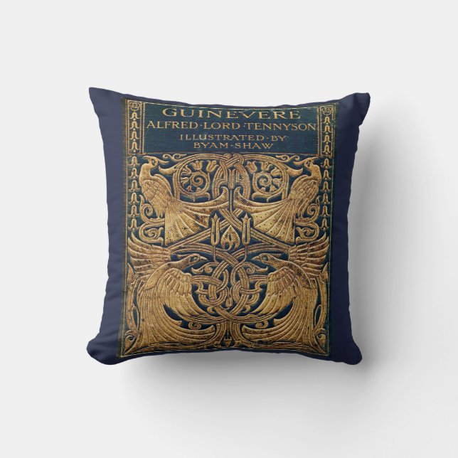 Art Nouveau Peacock Poetry Throw Pillow (Front)