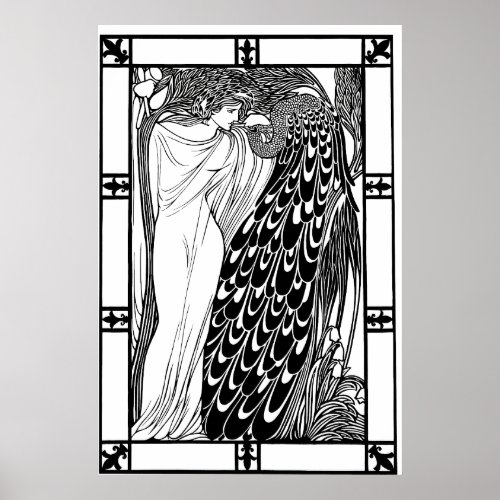 Art Nouveau Peacock Poster _ The Kiss