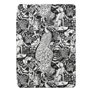 Art Nouveau Peacock Print, Black and White iPad Pro Cover